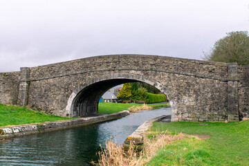Fototapeta na wymiar Irish Canal with Stone Bridge