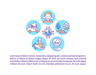 Improve quality life in city concept line icons with text. PPT page vector template with copy space. Brochure, magazine, newsletter design element. Future urban life linear illustrations on white