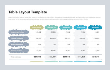 Obraz premium Simple stylized table layout with the total sum column and place for your content. Flat design, easy to use for your website or presentation.