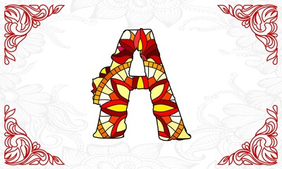 A letter. Flower capital alphabet. Vector illustration. Floral alphabet