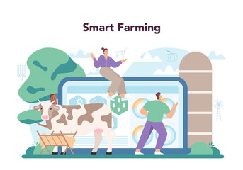Obraz na płótnie Canvas Farmer online service or platform. Farm worker growing plants