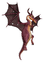 3D Rendering Fairy Tale Dragon on White