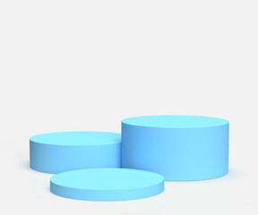 empty blue stage on white background, 3D illustration, rendering