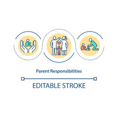 Parent responsibilities concept icon. Children safety, supervision and control. Parenting rights and duties abstract idea thin line illustration. Vector isolated outline color drawing. Editable stroke