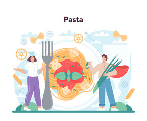 Spaghetti or pasta concept. Italian food on the plate. Delicious dinner