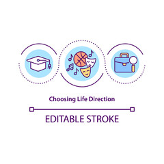 Choosing life direction concept icon. Strength discovery. Purpose recognition. Self-determination abstract idea thin line illustration. Vector isolated outline color drawing. Editable stroke