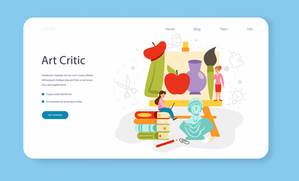 Professional critic web banner or landing page. Journalist making review