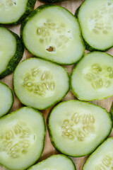 Background of cucumber slices, cucumber cut into several parts. Cucumber face mask