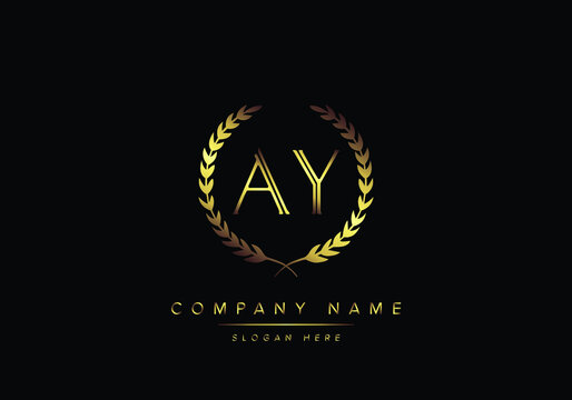 Alphabet letters AY monogram logo, gold color, luxury style
