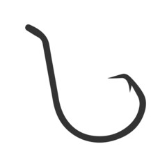 Black fishing hook icon flat isolated on white background. Vector Illustration.