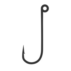 Black fishing hook icon flat isolated on white background. Vector Illustration.