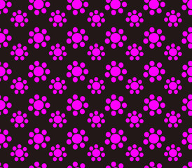 Fototapeta na wymiar Pattern with purple shapes on a black background.