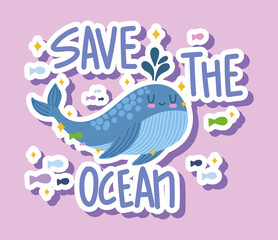 cute whale save the ocean