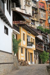 Fototapeta na wymiar Historical buildings on General Gurko Street in Veliko Tarnovo (Bulgaria)