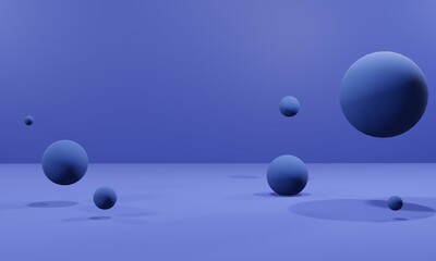 3D rendering of abstract dark blue balls