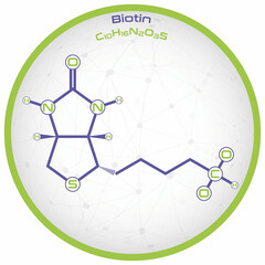 Large and detailed infographic of the molecule of Biotin