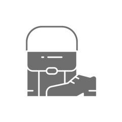 Italian shoes and bags, fashion grey icon.