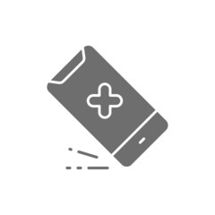 Obraz premium Smartphone drop, phone crash, drop test grey icon.