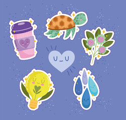 set of sustainable and friendly