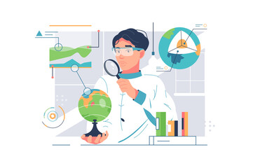 Scientist man doing geology research