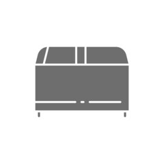 Ice cream freezer with sliding glass grey icon.