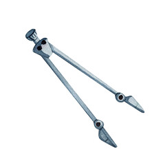 Metal compasses for drawing isolated on a white background.