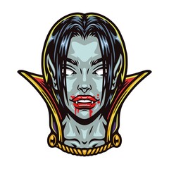 Scary vampire girl head