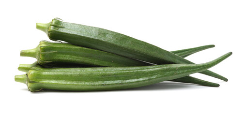 Fresh young okra isolated on white background