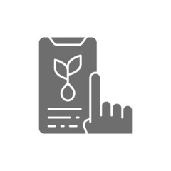 Online store with plants, harvest sale grey icon.