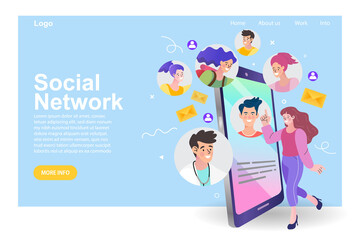 Social media on mobile concept. Flat style minimal vector illustration.