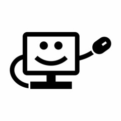 Mouse click on funny smiling computer