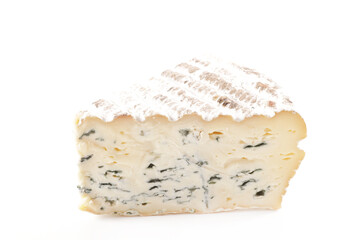blue cheese portion isolated on white background