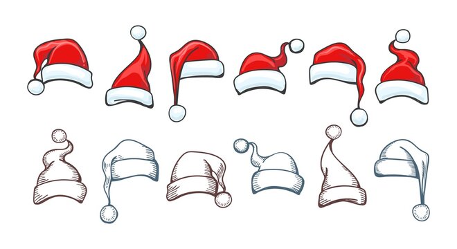 Santa hat drawings