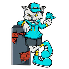 Cool Cat Holding Money Cartoon