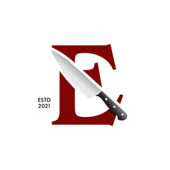 Initial E Kitchen Knife