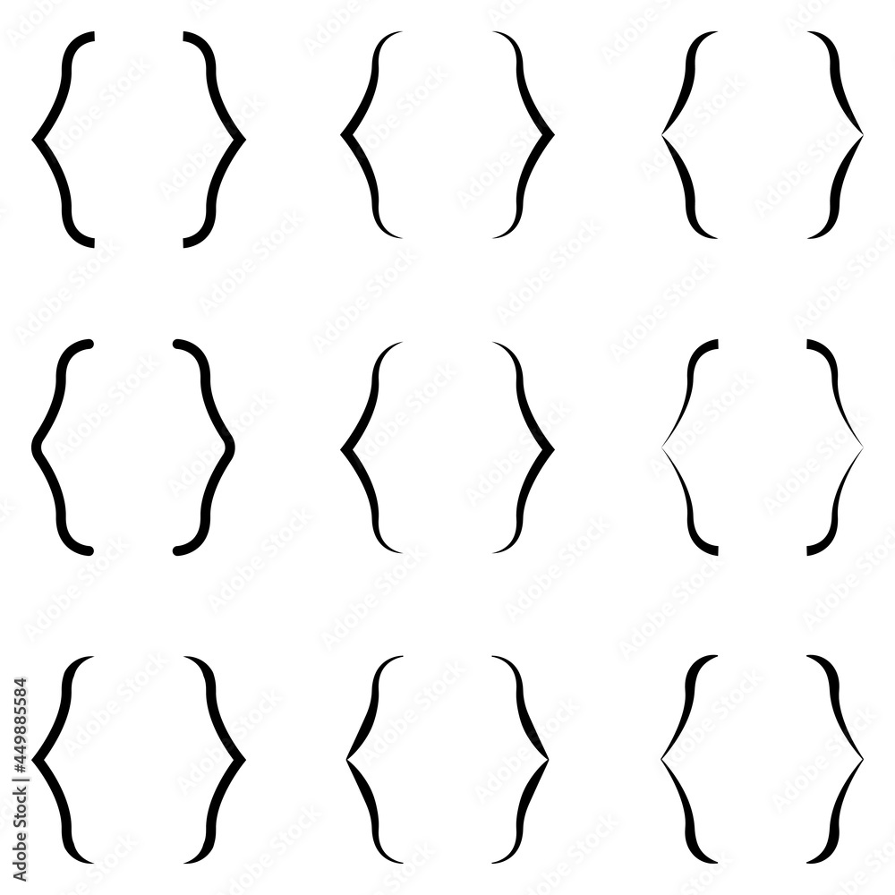 Poster Bracket text set original vector collection. Curly braces, square and corner parentheses. Bracket punctuation shapes messages. calligraphy communication typography symbols