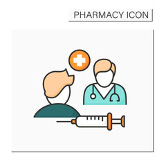 Specialty drugs color icon. Specialty pharmaceuticals. Doctor appointment. Injections and treatment. Pharmacy concept. Isolated vector illustration