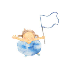 旗を振る元気な女の子