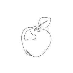 One line apple art. Single line illustration of an apple