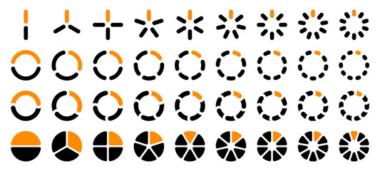 Set Gerundete Tortendiagramme Schwarz Orange
