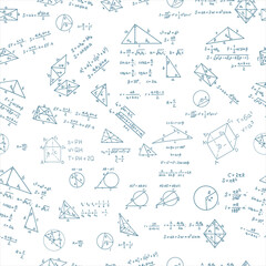 seamless pattern of geometric formulas, handmade seamless pattern