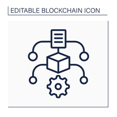 Fototapeta premium Algorithm line icon. Cryptocurrency services and instructions. Virtual wallet. Digital money, finance system. Digital asset. Isolated vector illustration. Editable stroke