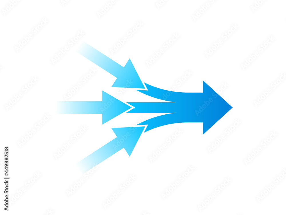 Canvas Prints three arrow converging icon. clipart image isolated on white background