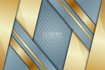 Abstract Modern Luxury Soft Blue and Gold Elegant Diagonal Overlapped Layer Background