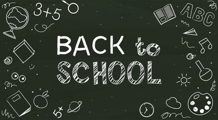 back to school chalkboard vector web banner and text styles