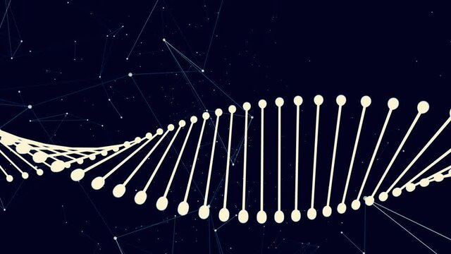 Composition with DNA sequence and colored plexus background in loop rendered at 60fps