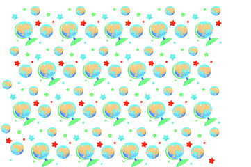vector pattern on a school theme, the beginning of studies in September. Globe as a symbol of world knowledge