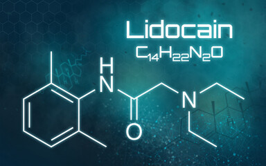 Chemische Formel von Lidocain - obrazy, fototapety, plakaty