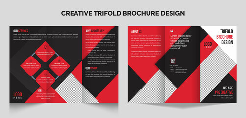 Trifold brochure design Modern Tri Fold, Corporate modern professional business brochure red color leaflet business profile and proposal