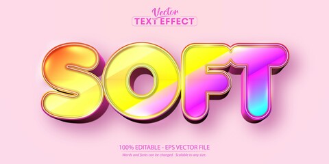 Soft editable text effect, sweet colorful cartoon font style